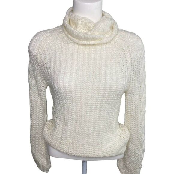 Planet Gold Cowl Neck Sweater Top Women's XS Ivory White Open Knit‎ Soft NEW - Picture 1 of 8